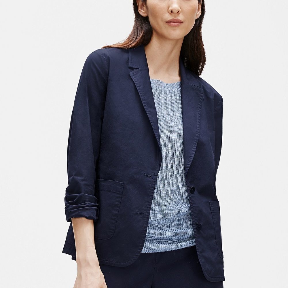 $248 ORGANIC COTTON POPLIN SHAPED BLAZER Petite Medium Sold Out
